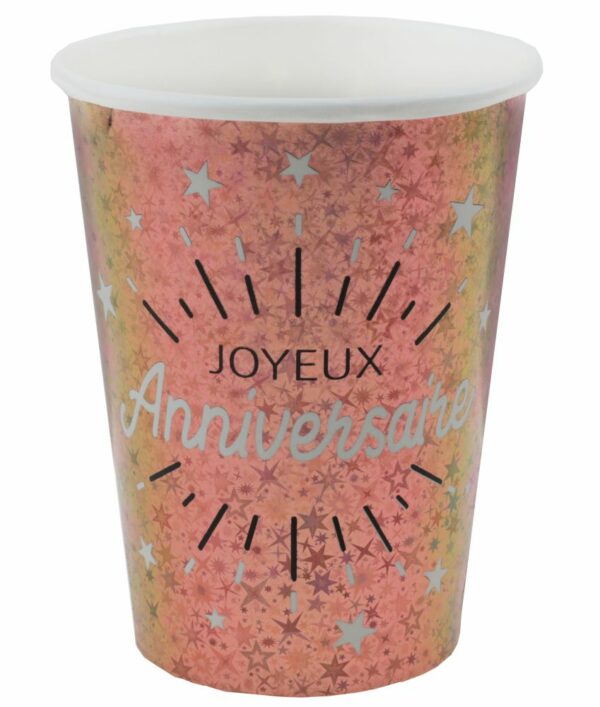 Gobelet joyeux anniversaire rose gold x10
