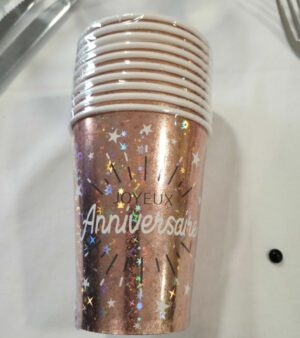 Gobelet joyeux anniversaire rose gold x10 – Image 2