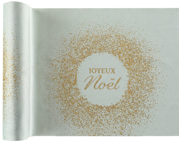 Chemin de table sauge paillettes dorées