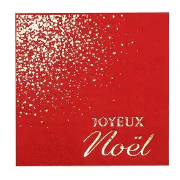SERVIETTES JOYEUX NOEL ROUGE SCINTILLANT x10